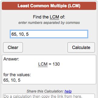 Least Common Multiple Calculator